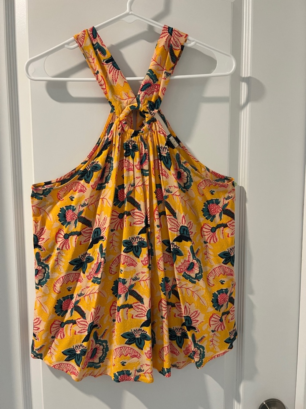 Maeve Yellow Floral Tank Top with Green and Pink Accents